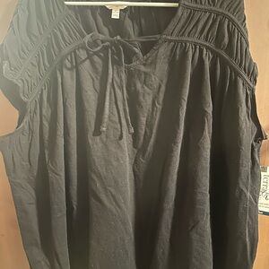 Terra & Sky Charcoal Ruched Blouse